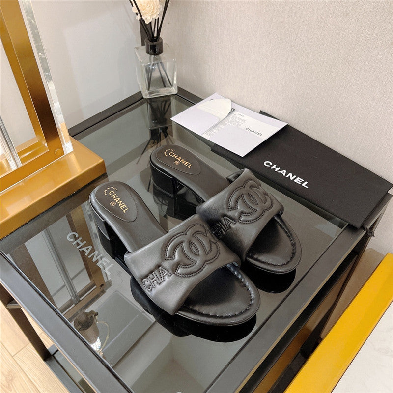 High Quality Luxury Chanel Chunky Heel Sandals Slippers – Style 07206
