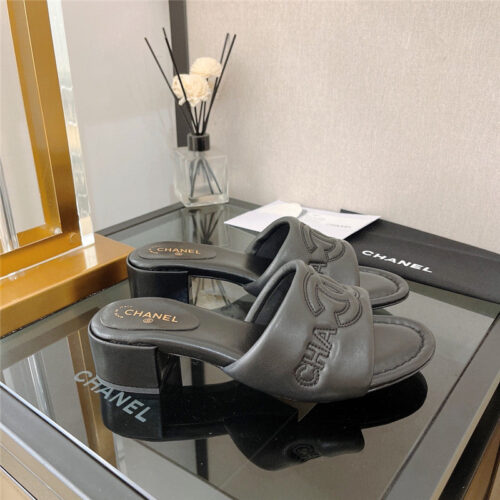 High Quality Luxury Chanel Chunky Heel Sandals Slippers – Style 07206 product detail