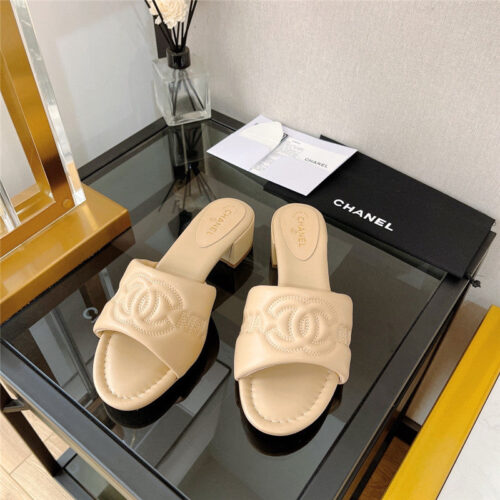 High Quality Luxury Chanel Chunky Heel Sandals Slippers – Style 74438 alternate view