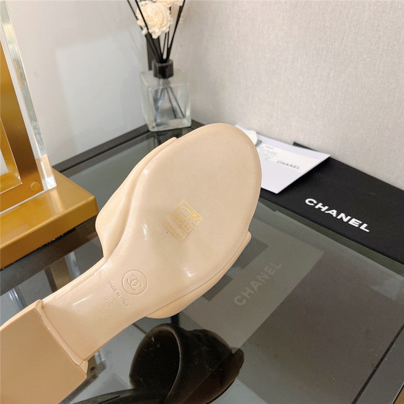 High Quality Luxury Chanel Chunky Heel Sandals Slippers – Style 74438 product detail