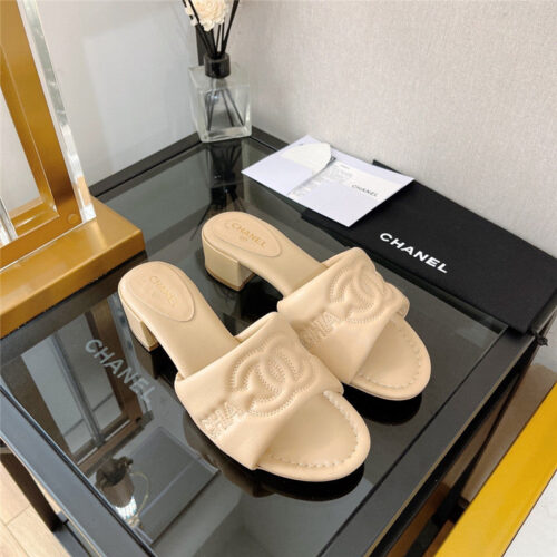 High Quality Luxury Chanel Chunky Heel Sandals Slippers – Style 74438