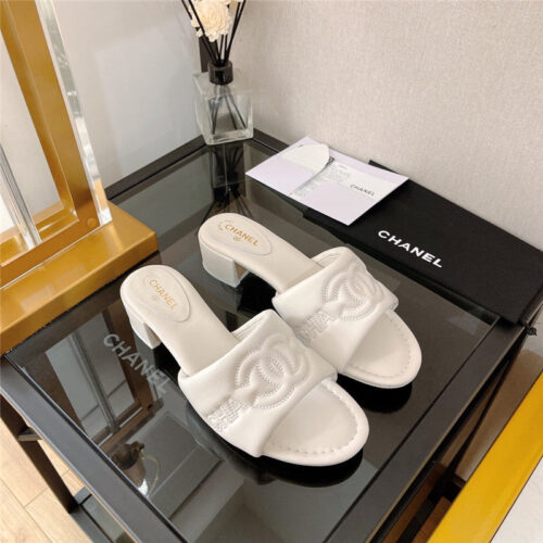 High Quality Luxury Chanel Chunky Heel Sandals Slippers