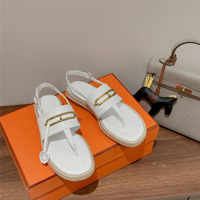 High Quality Luxury Hermes Knitted Flat Sandals product detail