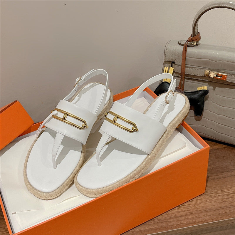 High Quality Luxury Hermes Knitted Flat Sandals product detail