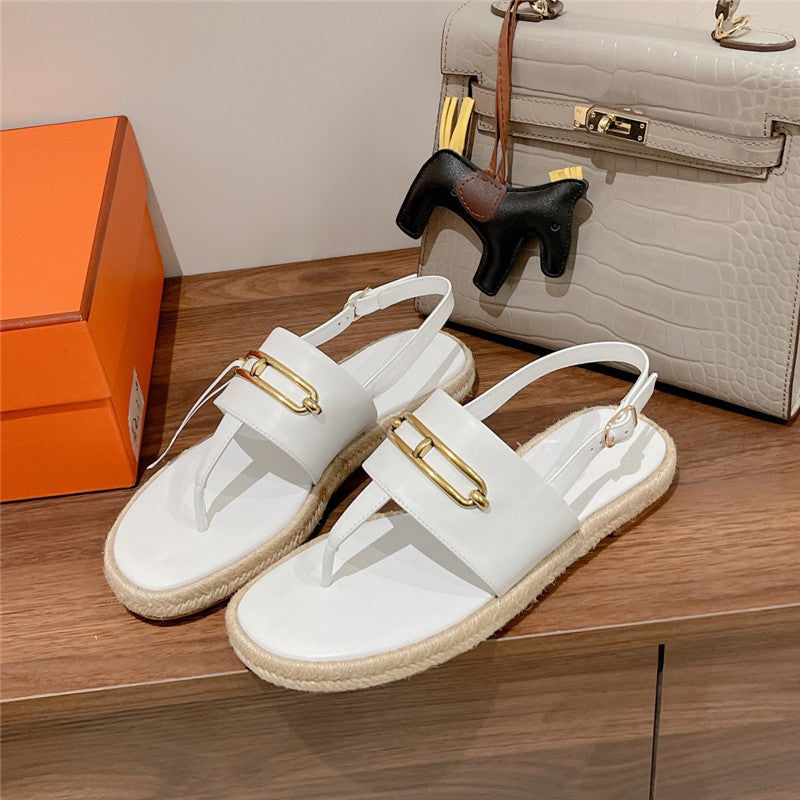 High Quality Luxury Hermes Knitted Flat Sandals