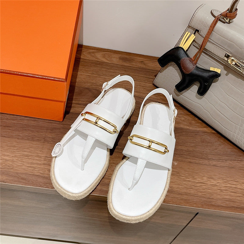High Quality Luxury Hermes Knitted Flat Sandals product detail