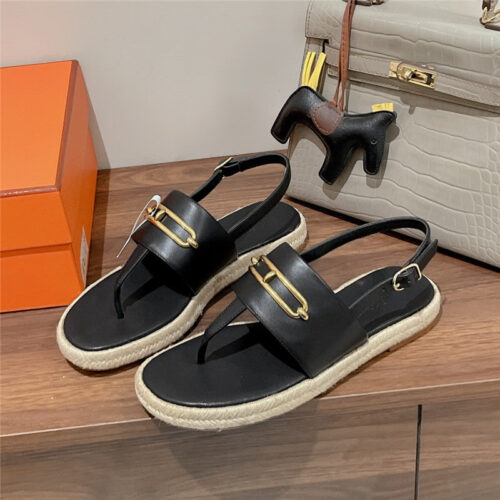 High Quality Luxury Hermes Knitted Flat Sandals – Style 49475