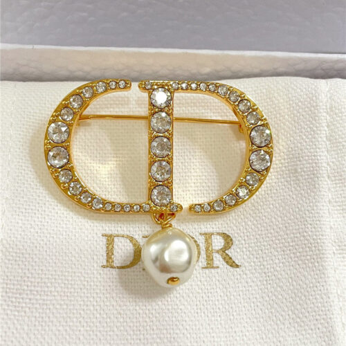 High Quality Luxury Dior Cd Drop Bead Brooch