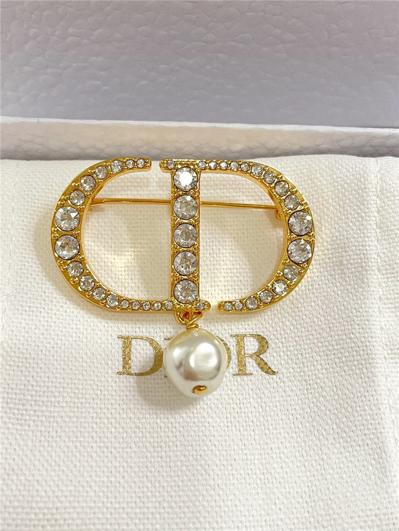 High Quality Luxury Dior Cd Drop Bead Brooch