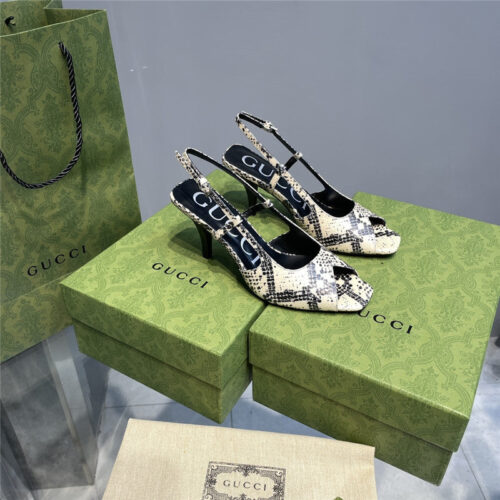 High Quality Luxury Gucci Mesh Fish Mouth High Heel Sandals
