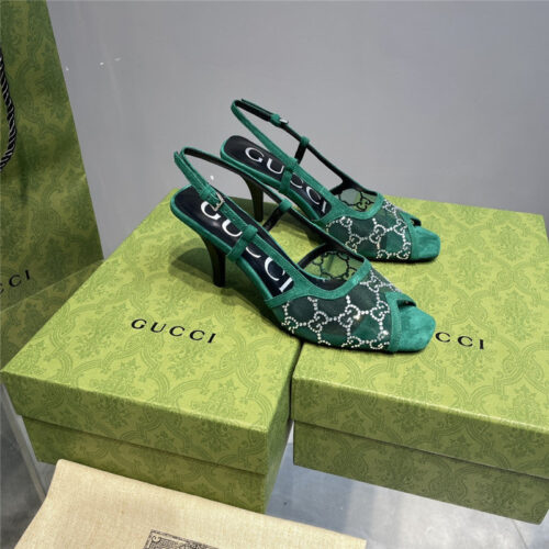 High Quality Luxury Gucci Mesh Fish Mouth High Heel Sandals – Style 92243