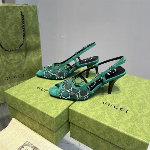 High Quality Luxury Gucci Mesh Fish Mouth High Heel Sandals – Style 92243 product detail