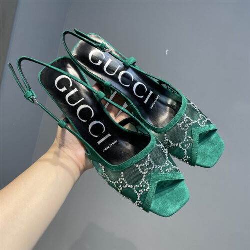 High Quality Luxury Gucci Mesh Fish Mouth High Heel Sandals – Style 92243 product detail