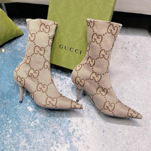 High Quality Luxury Gucci Classic GG High Heel Ankle Boots
