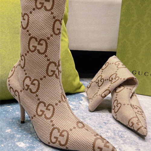 High Quality Luxury Gucci Classic GG High Heel Ankle Boots alternate view