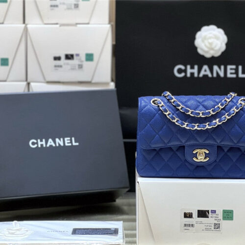 High Quality Luxury Chanel Blue Flap Bag Small