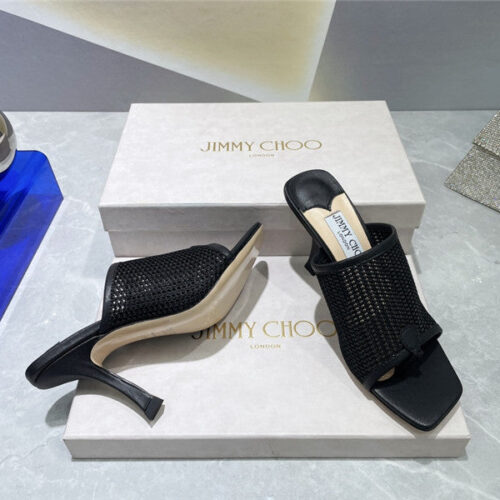 High Quality Luxury Jimmy Choo Square-Toe Knit Flip-Flops product detail