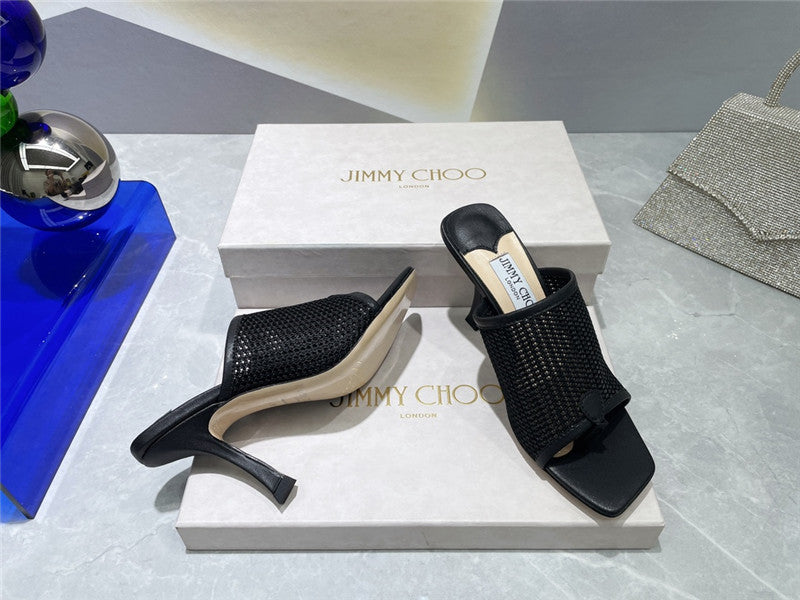 High Quality Luxury Jimmy Choo Square-Toe Knit Flip-Flops product detail