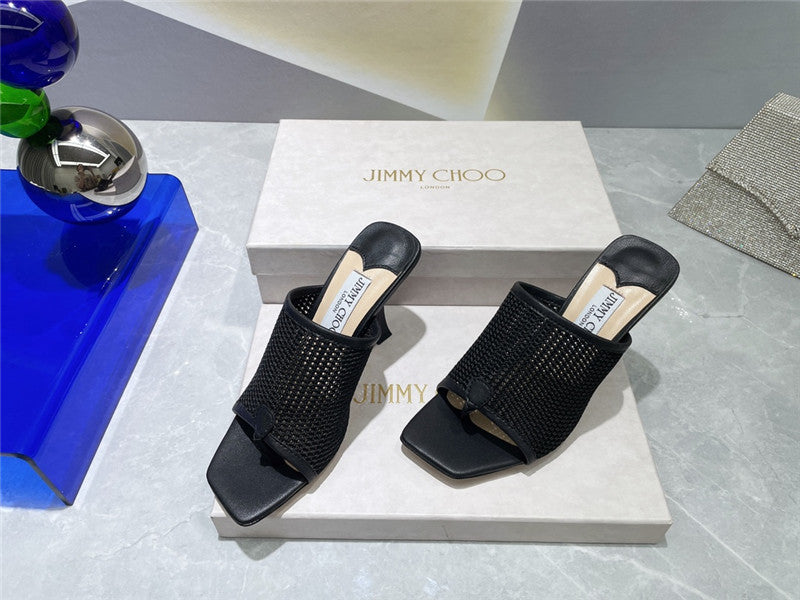 High Quality Luxury Jimmy Choo Square-Toe Knit Flip-Flops product detail
