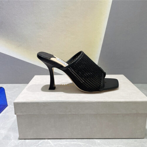 High Quality Luxury Jimmy Choo Square-Toe Knit Flip-Flops product detail