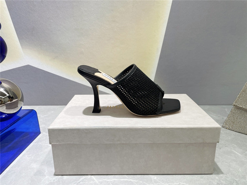 High Quality Luxury Jimmy Choo Square-Toe Knit Flip-Flops product detail