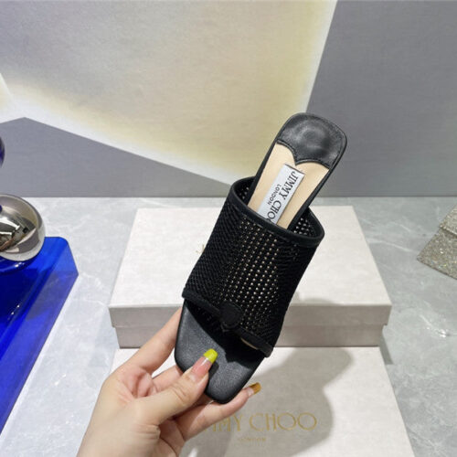 High Quality Luxury Jimmy Choo Square-Toe Knit Flip-Flops product detail