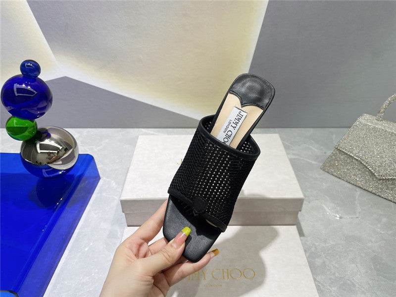High Quality Luxury Jimmy Choo Square-Toe Knit Flip-Flops product detail