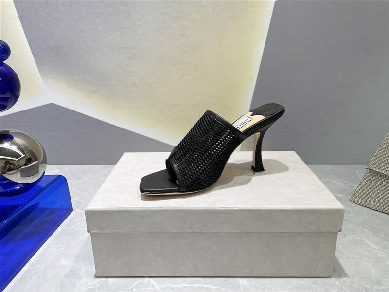 High Quality Luxury Jimmy Choo Square-Toe Knit Flip-Flops product detail