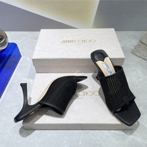 High Quality Luxury Jimmy Choo Square-Toe Knit Flip-Flops product detail