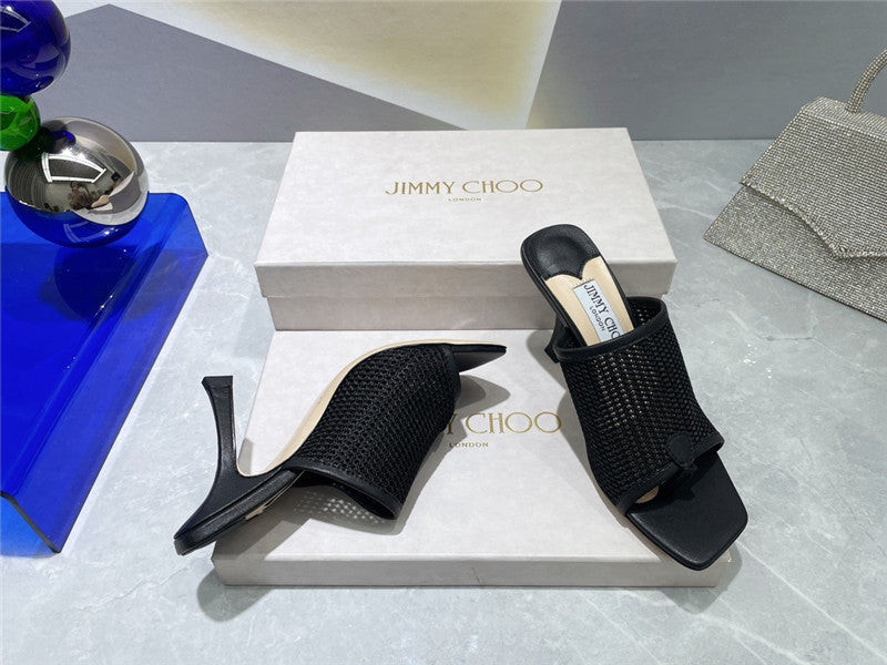 High Quality Luxury Jimmy Choo Square-Toe Knit Flip-Flops product detail