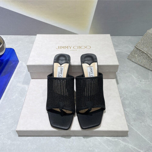 High Quality Luxury Jimmy Choo Square-Toe Knit Flip-Flops product detail