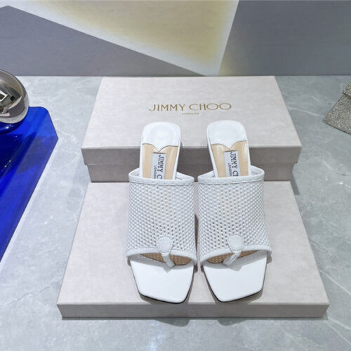 High Quality Luxury Jimmy Choo Square-Toe Knit Flip-Flops – Style 63863 alternate view