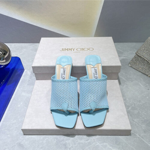 High Quality Luxury Jimmy Choo Square-Toe Knit Flip-Flops – Style 27703 alternate view