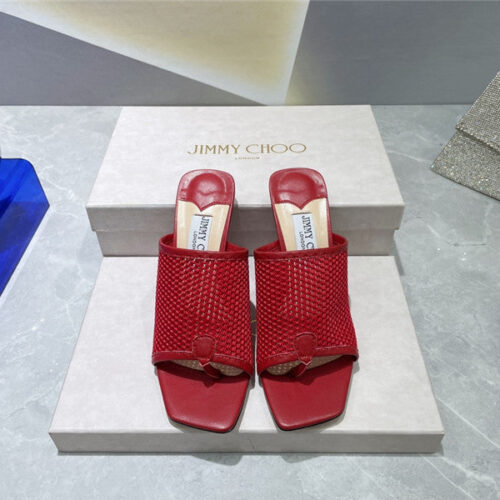 High Quality Luxury Jimmy Choo Square-Toe Knit Flip-Flops – Style 93239 alternate view
