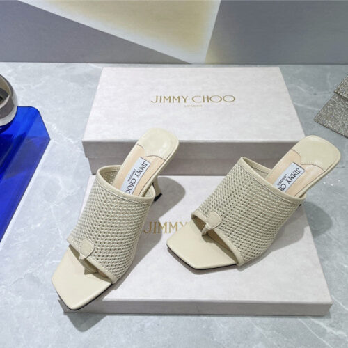 High Quality Luxury Jimmy Choo Square-Toe Knit Flip-Flops – Style 89847 alternate view