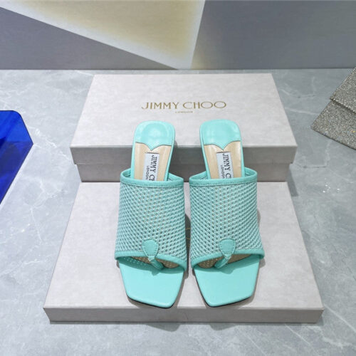 High Quality Luxury Jimmy Choo Square-Toe Knit Flip-Flops – Style 86455 alternate view