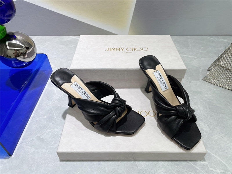 High Quality Luxury Jimmy Choo Square Toe Bow Sandals – Style 51639