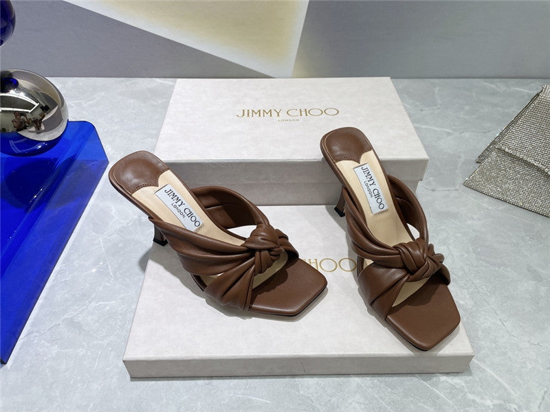 High Quality Luxury Jimmy Choo Square Toe Bow Sandals