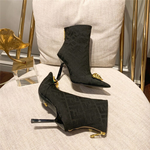 High Quality Luxury Fendi X Versace FF Logo Ankle Boots – Style 06419 product detail