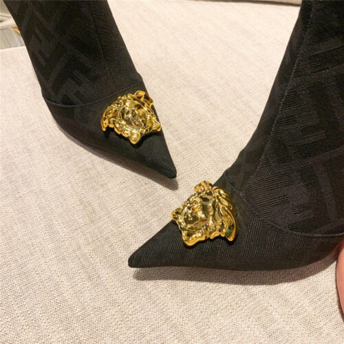 High Quality Luxury Fendi X Versace FF Logo Ankle Boots – Style 06419 product detail