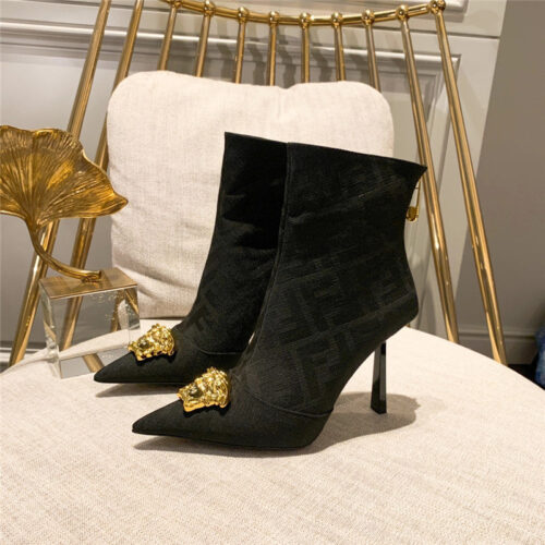 High Quality Luxury Fendi X Versace FF Logo Ankle Boots – Style 06419 product detail