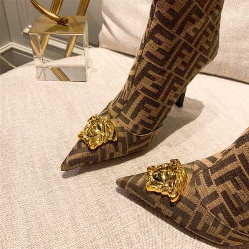 High Quality Luxury Fendi X Versace FF Logo Ankle Boots product detail