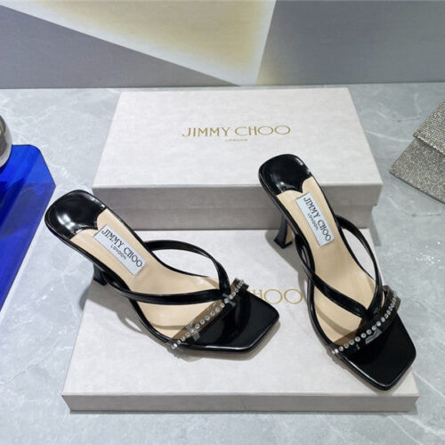 High Quality Luxury Jimmy Choo Square Toe Flip Flops