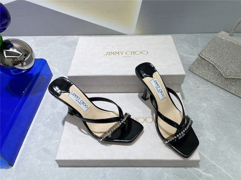 High Quality Luxury Jimmy Choo Square Toe Flip Flops