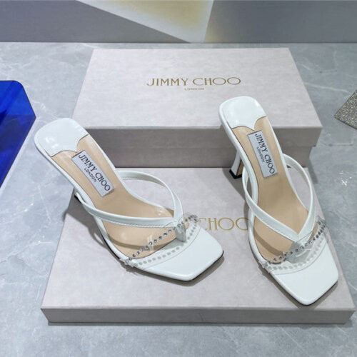 High Quality Luxury Jimmy Choo Square Toe Flip Flops – Style 40727