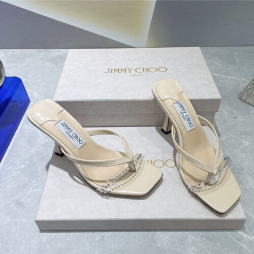 High Quality Luxury Jimmy Choo Square Toe Flip Flops – Style 37335