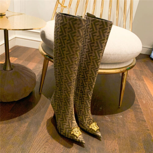 High Quality Luxury Fendi X Versace FF Logo Boots – Style 22227 alternate view