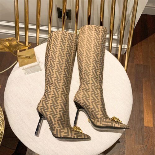 High Quality Luxury Fendi X Versace FF Logo Boots – Style 22227