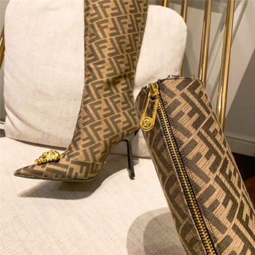 High Quality Luxury Fendi X Versace FF Logo Boots – Style 22227 product detail