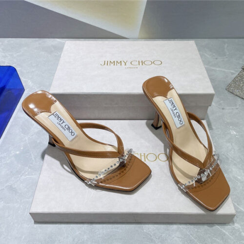 High Quality Luxury Jimmy Choo Square Toe Flip Flops – Style 01175